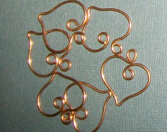 6 Valentine Wire Heart Charm Connections