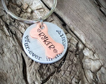 Personalized hand stamped pet memorial keychain. Dog memorial gift. Cat memorial. Loss of pet gift. Sympathy gift. Bereavement gift pet loss