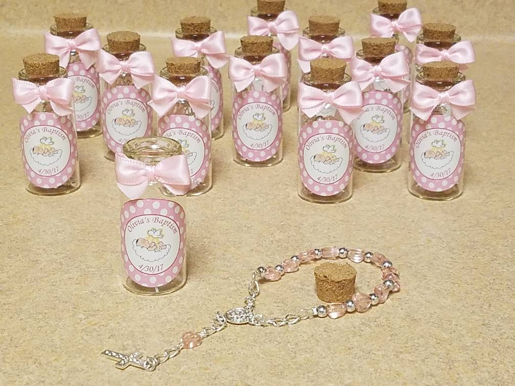 12 Baptism favors mini rosaries favors Bottle with cork