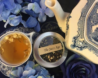 The Jazz Age Loose Leaf Black Tea with Jasmine in Window Tin or Pouch