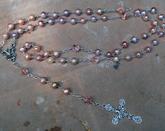 Pink Freshwater Pearl Rosary