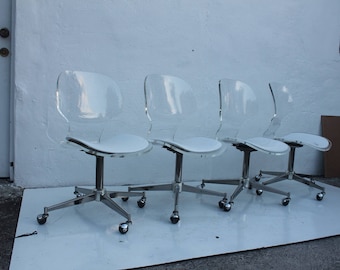 Vintage Lucite Dining Chairs Set Of 4.