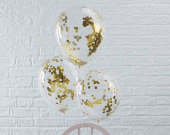 The 5 balloons, confetti gold