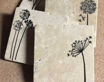 Wildflower Coasters ~ Floral Coasters ~ Flower Coasters ~Coasters ~ Set of Stone Coasters