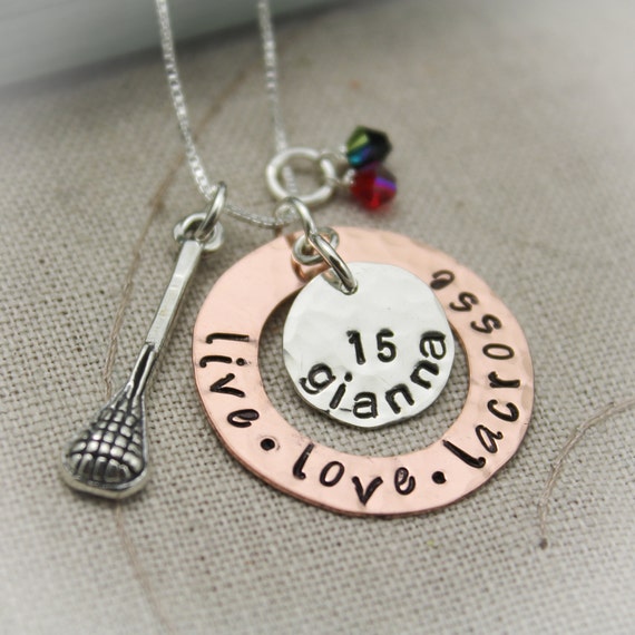 Sports Necklace Personalized with Name Number and Colors