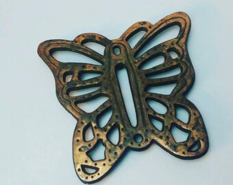 Old Dutch Design Heavy Brass Butterfly Trivet or Wall Hanging Vintage 1980s l Country Kitchen Farmhouse Cottage Chic Decor l Butterfly Lover