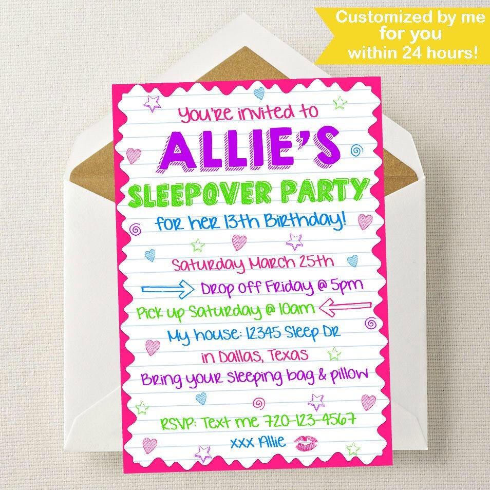 Sleepover Invitation // Sleepover Birthday Party Invite