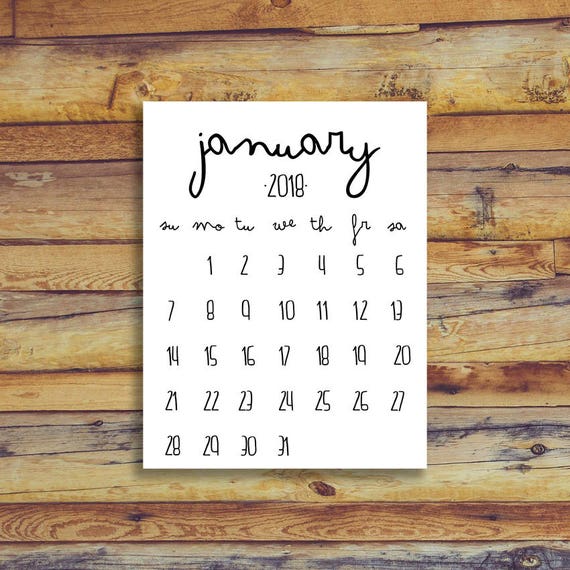 calendar page january 2018
