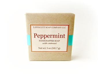 Peppermint Scented Soap with Oatmeal, Cold Process Soap, Peppermint Essential Oil Soap, Bar Soap, Oatmeal Soap, Palm Oil Free Soap