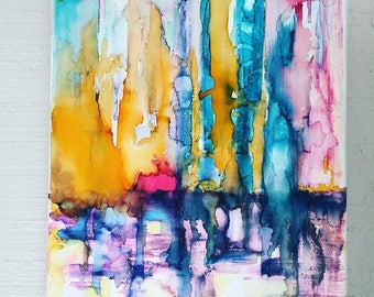 Reflection Original Ink painting on canvas 9X12