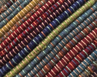 Hand Woven Rag Rug - Little Scrappy Wool 27" x 28"