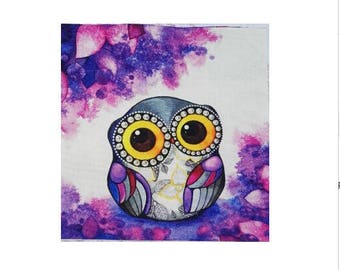 Patchwork owls fabric coupon