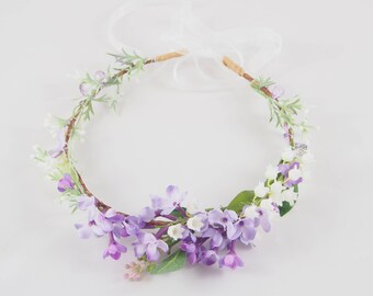 Lavender flower crown,Flower headband, headband, wedding flower crown, bridal flower crown, bohemian flower crown, greenery crown