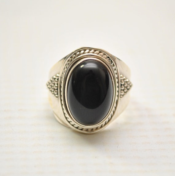 Sterling Silver Black Onyx Sz 7 #9247