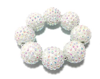 Baby, Toddler, Girls, Teen, Ladies All Bling White Sparkle Chunky bracelet - Princess bracelet - Flower girl bracelet - Snowflake bracelet