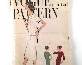 Vintage 50s Sewing Pattern, Vogue Pattern 9500, 50s Dress Pattern, 2 Styles, B 34", Cut Complete, Drop Waist Dress Pattern, Sheath Dress