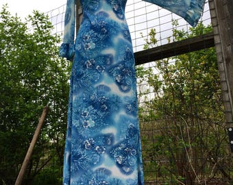 Bohemian Maxi Dress/Long Boho Dress 1970s Dress/Gypsy Dress