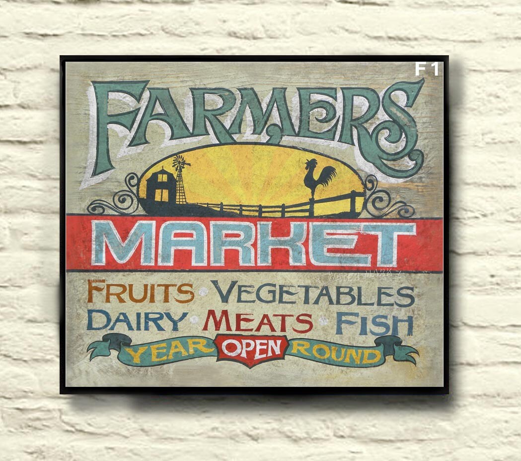 Print Farmers Market Vintage Style Print from an original