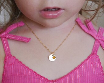 Little Girl Necklace, Little Girl Jewelry, Personalized, Kids Initial Necklace, Child Initial Necklace, 14k gold fill necklace, Toddler Gift