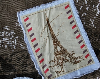 Fabulous Vintage-Look French Carte Postale Paris Eiffel Tower Tapis Rug