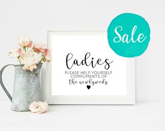 Wedding Bathroom Sign Printable, Ladies Bathroom Printable, Wedding Restroom sign, Bathroom Basket Sign, Help Yourself Sign, Ladies sign