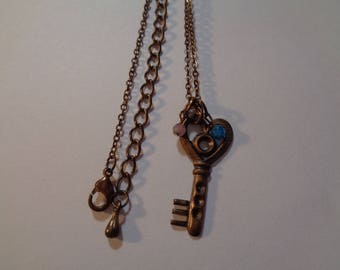 Vintage Light Weight Key Stone Necklace