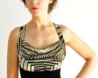 Black and gold velvet tango dress