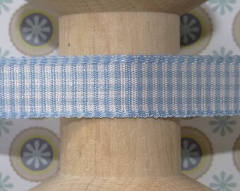Width 10 mm sky blue and white gingham Ribbon