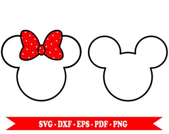 Minnie Mouse svg, Mickey Mouse svg, clip art outline svg, in svg format, eps,dxf, png, pdf. For Silhouette Cameo, Cricut, vinyl, embroidery
