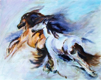 Painting in acrylic ' galloping '