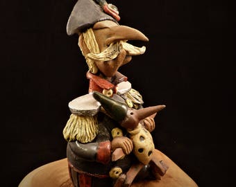 Pinocchio burattino con carabiniere ton pfeiferl ton pfeife clay whistle