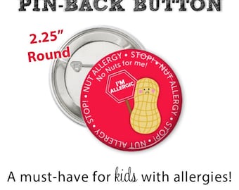Allergy Alert Button • Nut Allergy Pin • Allergy Alert • Diaper Bag Pin • Nut Allergy Button • Allergy Warning Button