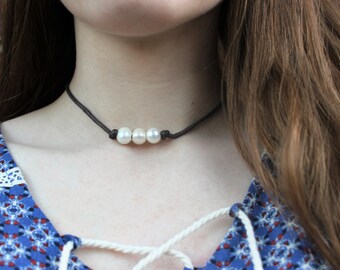 Triple Freshwater Pearl Choker