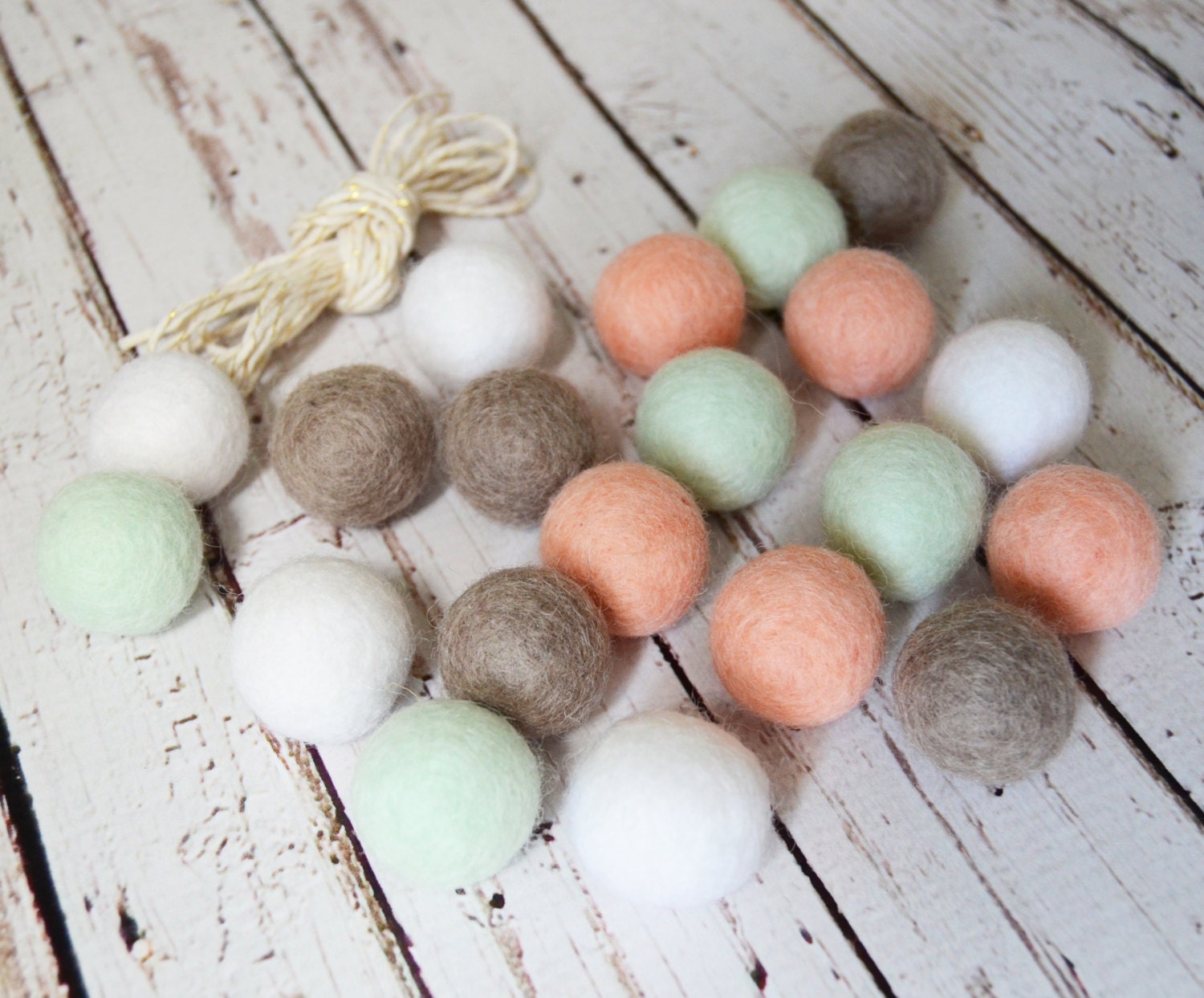 Soft Vintage Diy Felt Ball Garland Kit 20 2.5