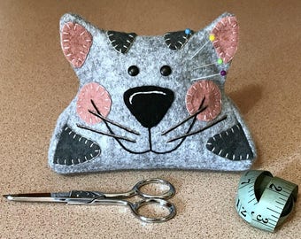 Wool Felt Pincushion Kitty Cat