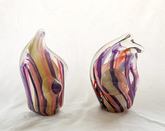 Glass Sculpture Pair