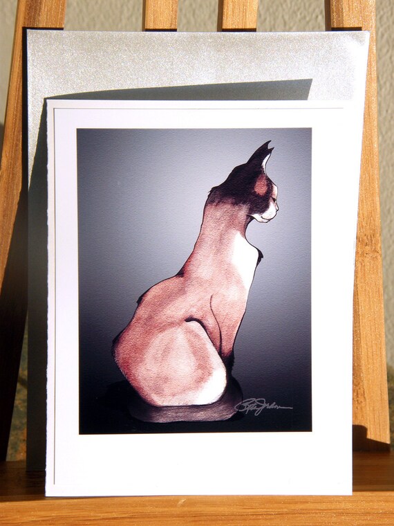 Cat Note card with silver envelope - Le Chat (The Cat)