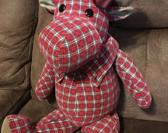 Memory Moose or Bear Keepsake made from dad's or grandpa's flannel shirt