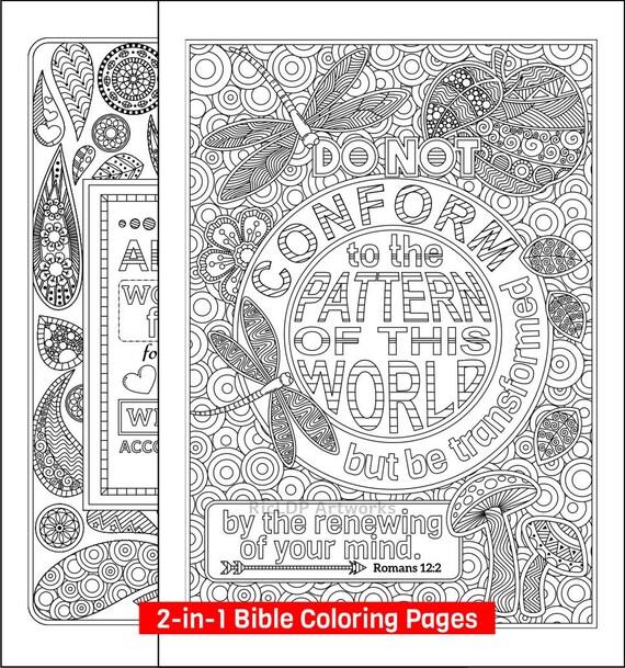 Set Of 2 Bible Coloring Pages Romans 8 28 And 12