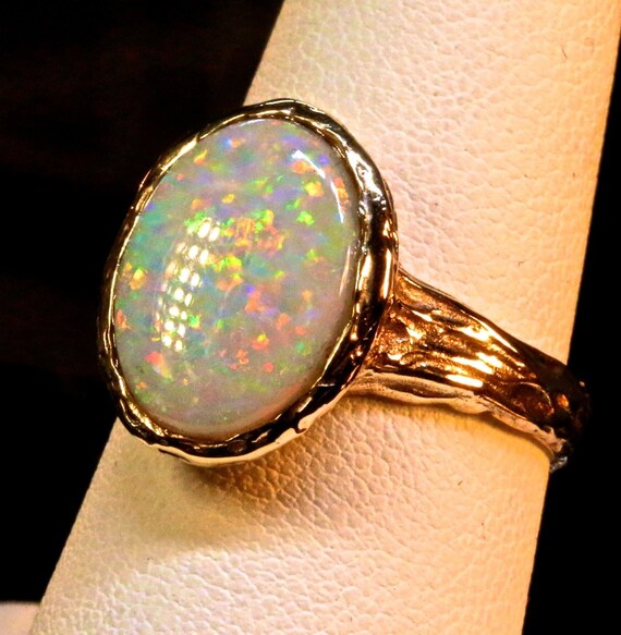 Australian White Opal ring.Handmade Natural Style Unisex
