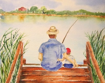 Little Boy Fishing Painting