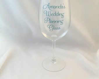 Personalized Wedding Planner Wine Glass, 12 ounces, wedding planning wine glass, my wedding planning glass