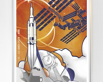 16 x 20 Mars Mission Orion SLS rocket Science Poster