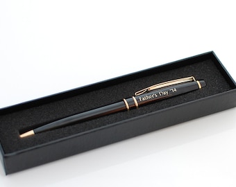 Engraved Black Brass Ballpoint Pen, Personalized Pen, Custom engraved pen