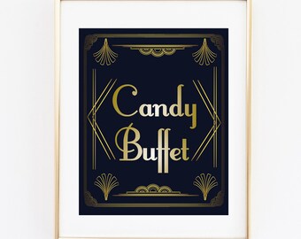 Art Deco Candy Buffet Sign, Gatsby Candy Buffet Sign, Favors Sign, Roaring 20s Favors Sign, 8x10 Instant Printable, Roaring 20's Printable