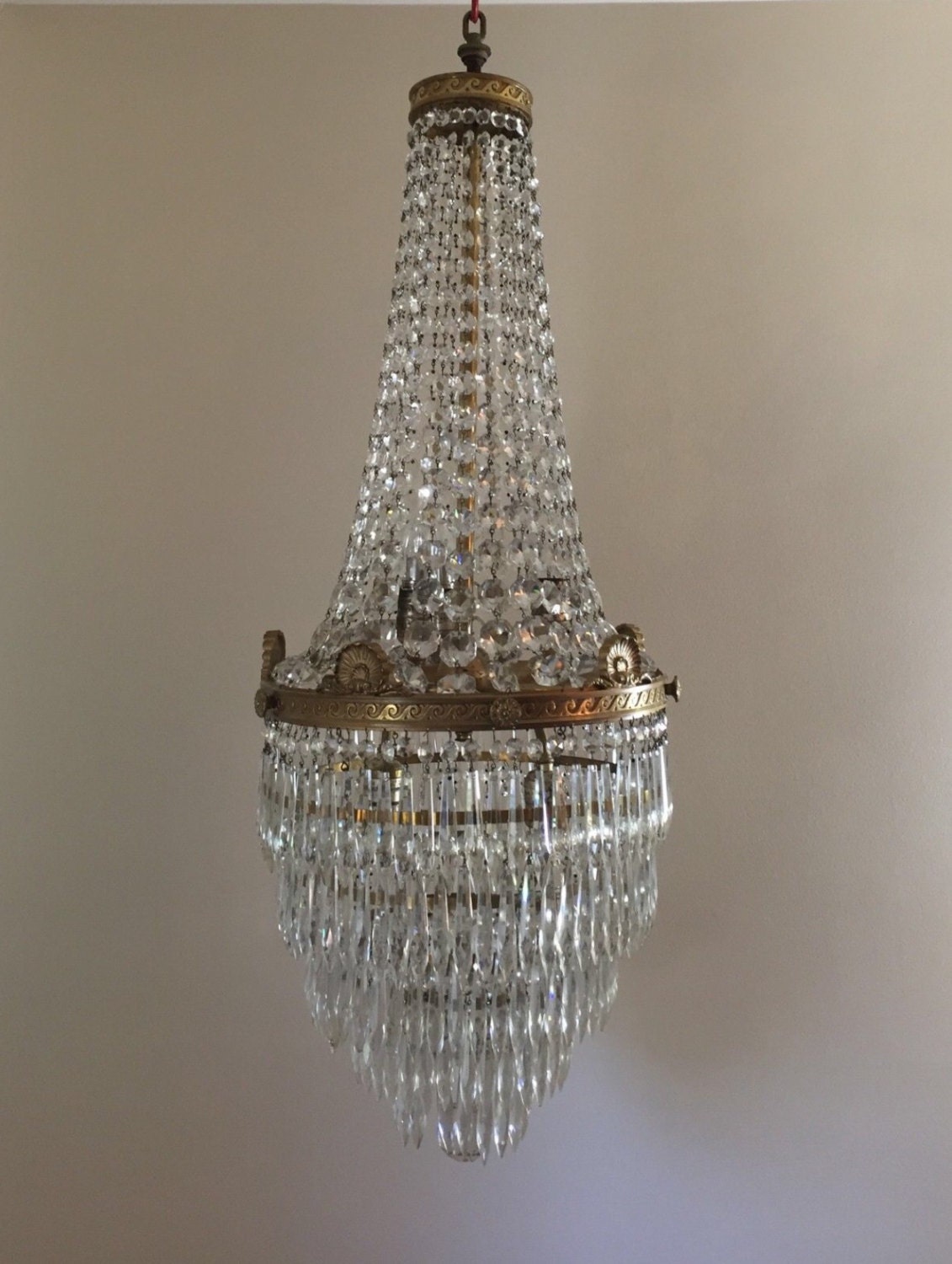 Basket Crystal Chandelier Antique Czech Antique French Empire Basket Wedding Cake Crystal Chandelier