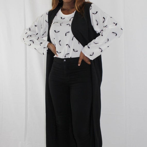 JoJo White Shoe Patterned Women's Long Sleeve Blouse Top
