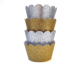 Sparkly Gold or Silver Cupcake Wrappers
