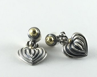 Lagos Designer 18K and Sterling Caviar Heart Earrings
