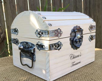 8" Girl's Treasure Chest - Wooden Trunk - Trinket Box - Sewing Box - Girl's Jewelry Box - Valentine's Day Gift - Keepsake Box - Hope Chest